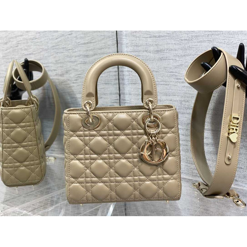 D*or small lady D*or my abcD*or handbag vine print in sandy brown sheepskin