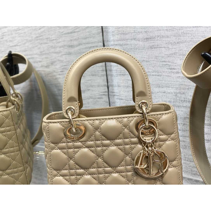 D*or small lady D*or my abcD*or handbag vine print in sandy brown sheepskin