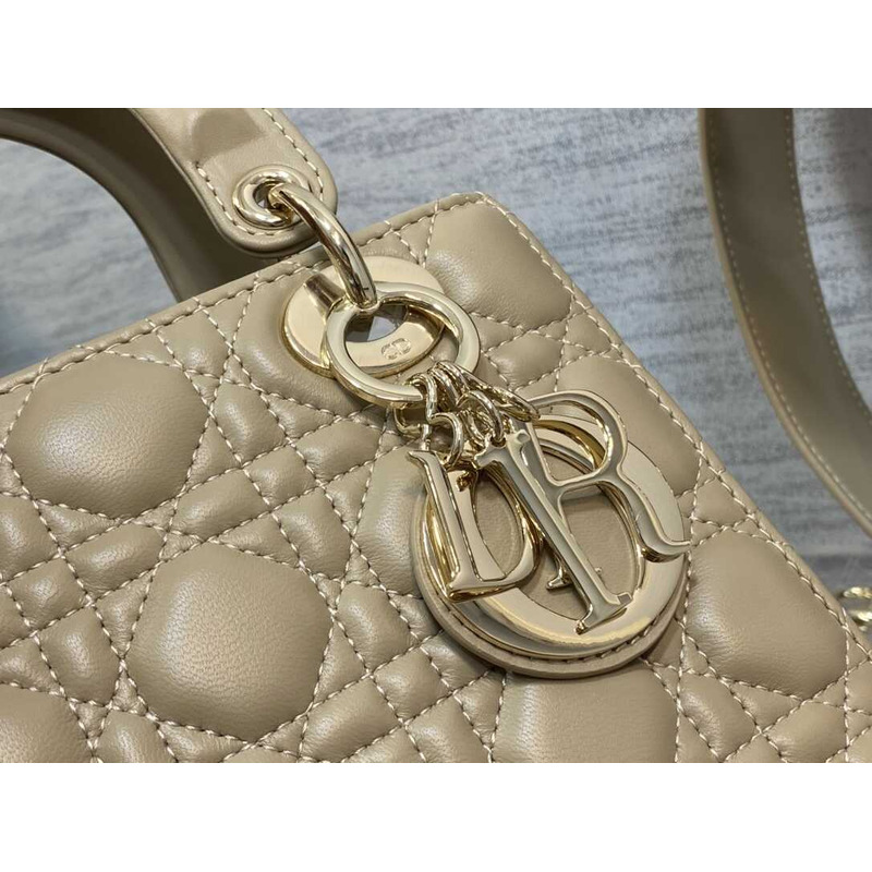 D*or small lady D*or my abcD*or handbag vine print in sandy brown sheepskin