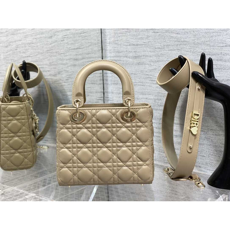 D*or small lady D*or my abcD*or handbag vine print in sandy brown sheepskin