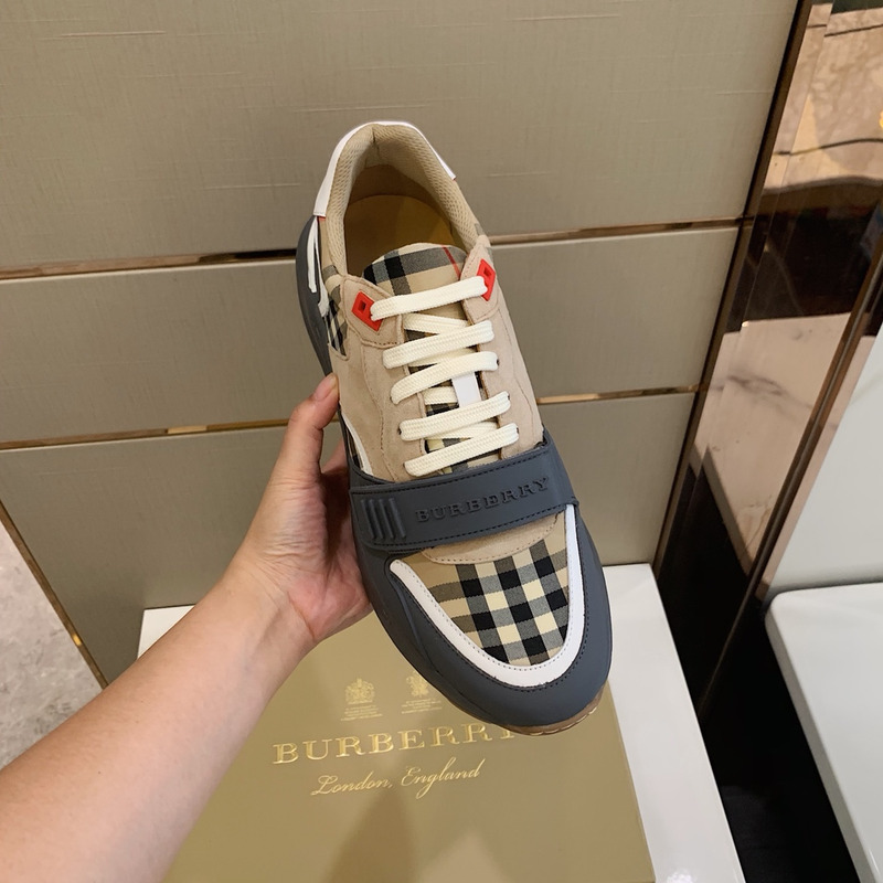 B**rry ramsey vintage check suede leather sneakers grey archive beige