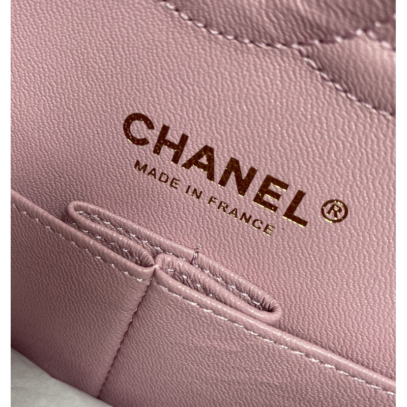 ch*el classic flap bag sheepskin Di*m*nd chain classic flap bag gold buckle cherry blossom pink