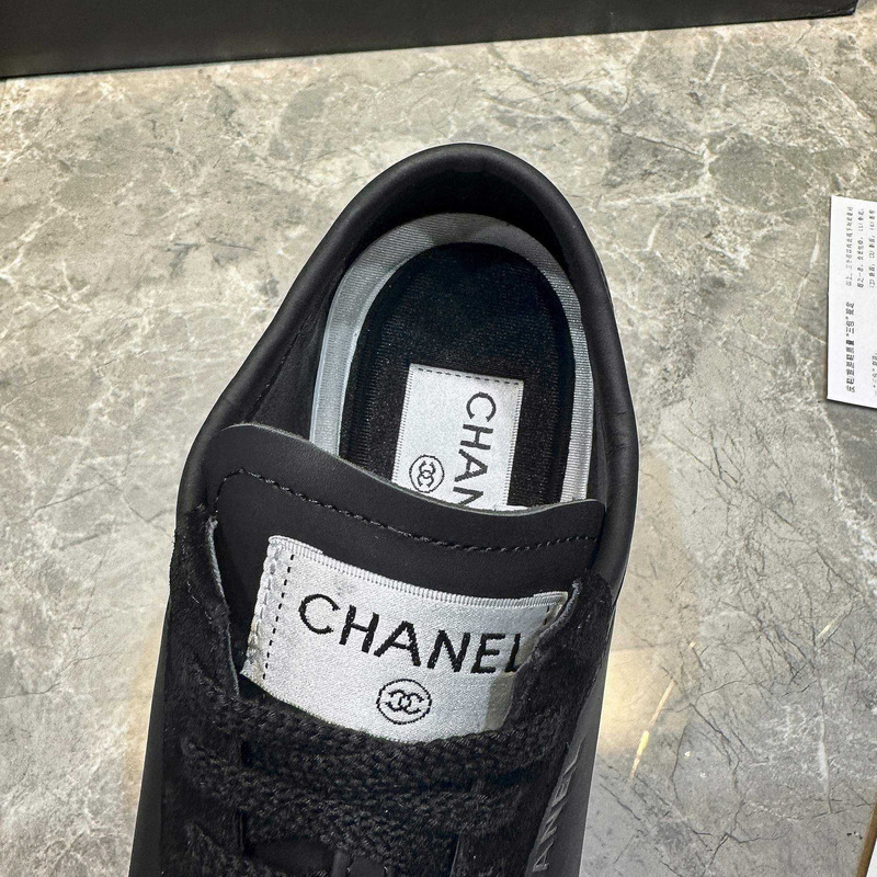 Ch*el sneaker calfskin & suede calfskin black
