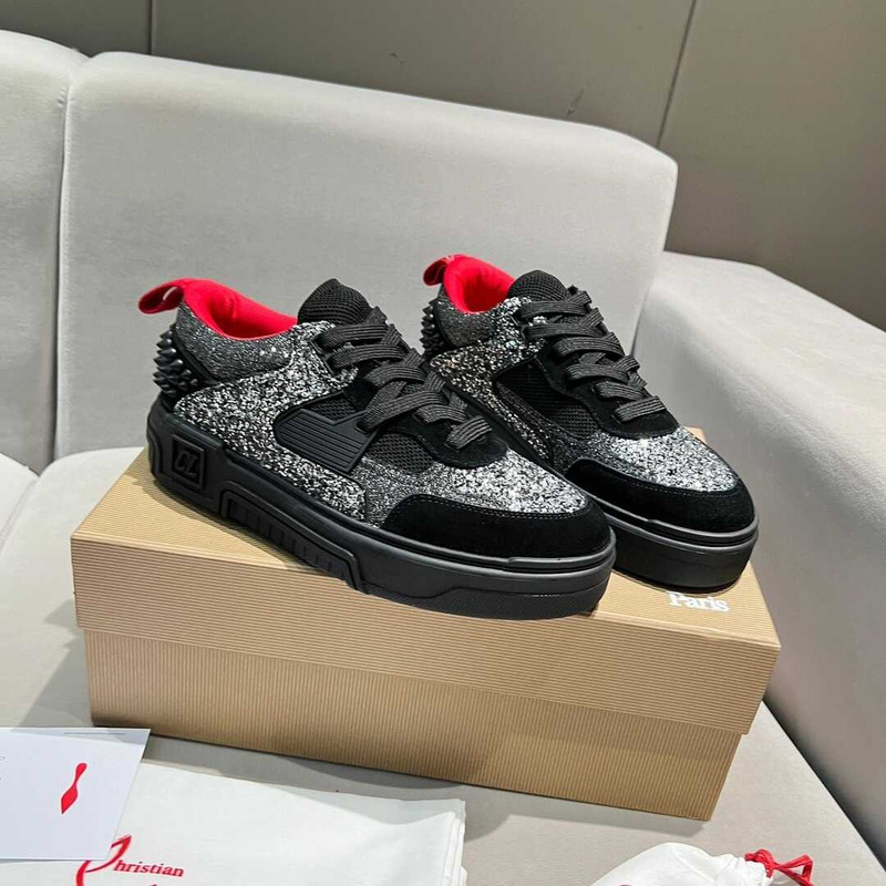 Ch**an louboutin astroloubi lace-up sneakers black