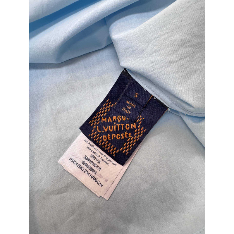l**is V*t*n embroidered cotton shirt sky blue