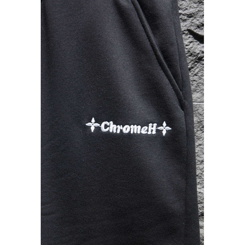 Ch*0me heart embroidered cotton shorts black