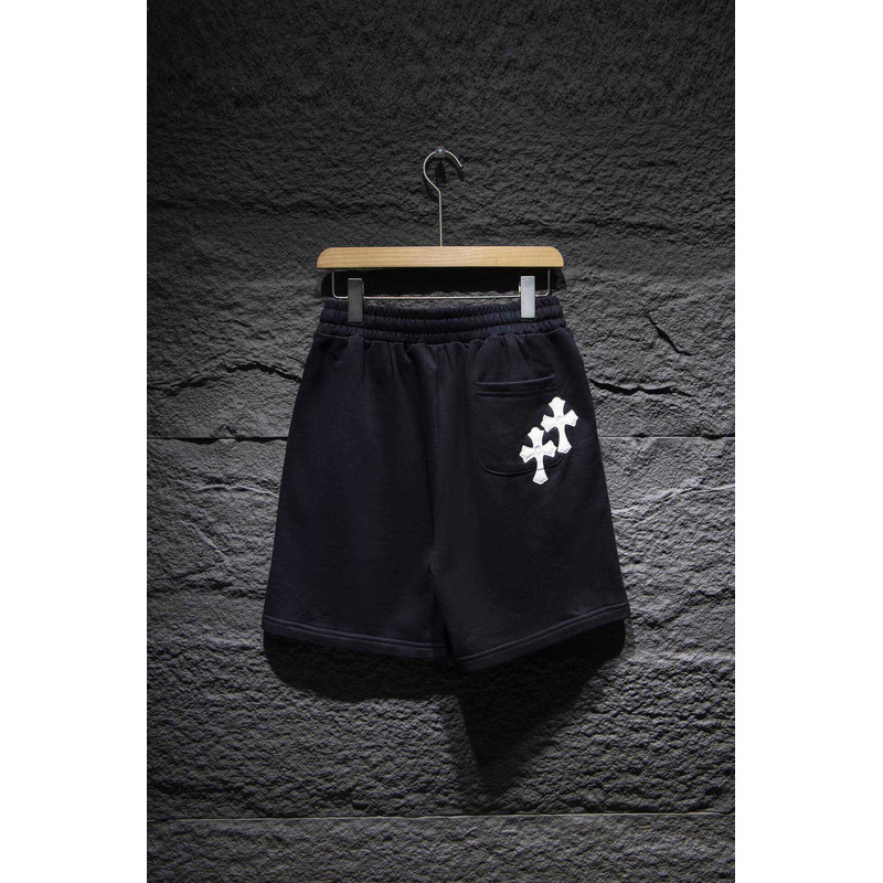 Ch*0me heart embroidered cotton shorts black