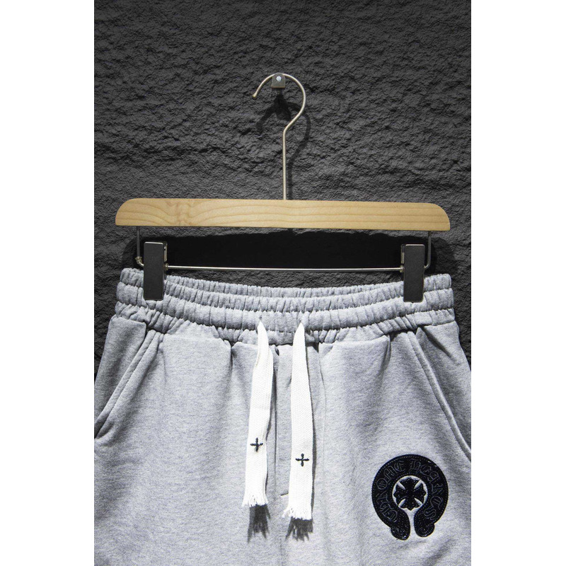 Ch*0me heart embroidered cotton shorts grey
