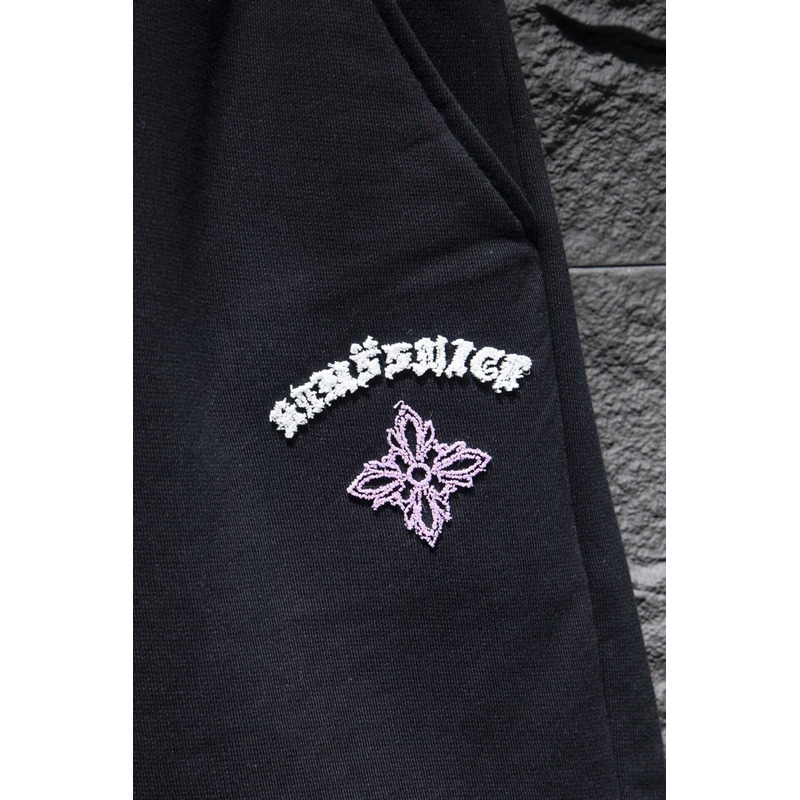 Ch*0me heart  embroidered cotton shorts black