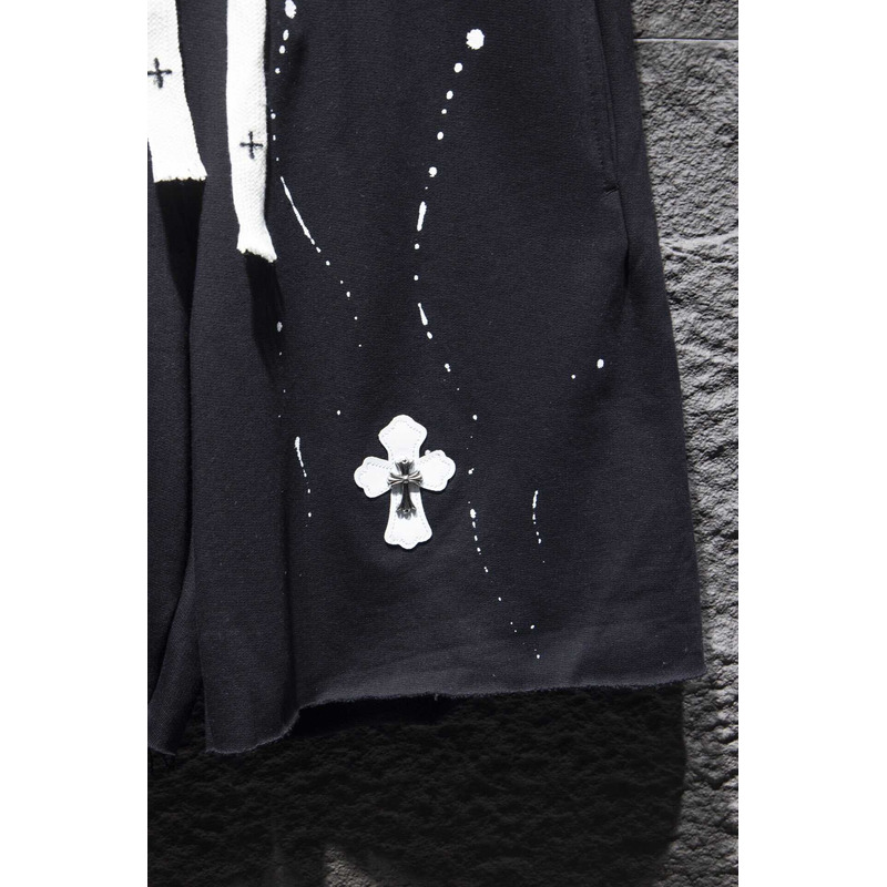 Ch*0me heart  embroidered cotton shorts black
