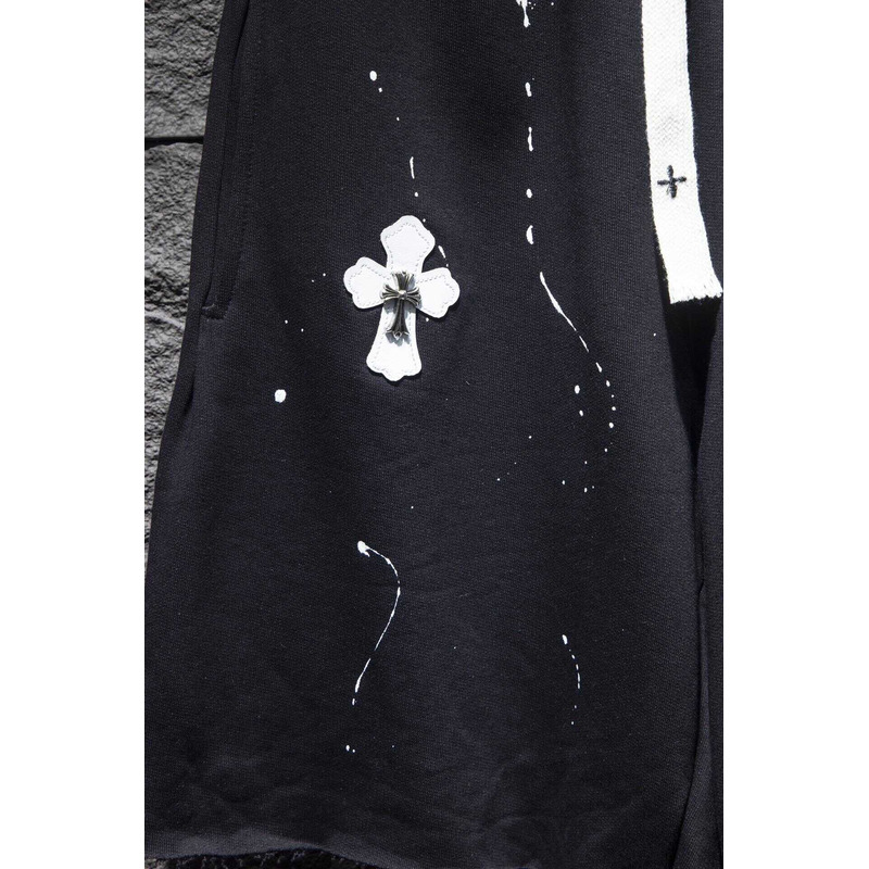 Ch*0me heart  embroidered cotton shorts black