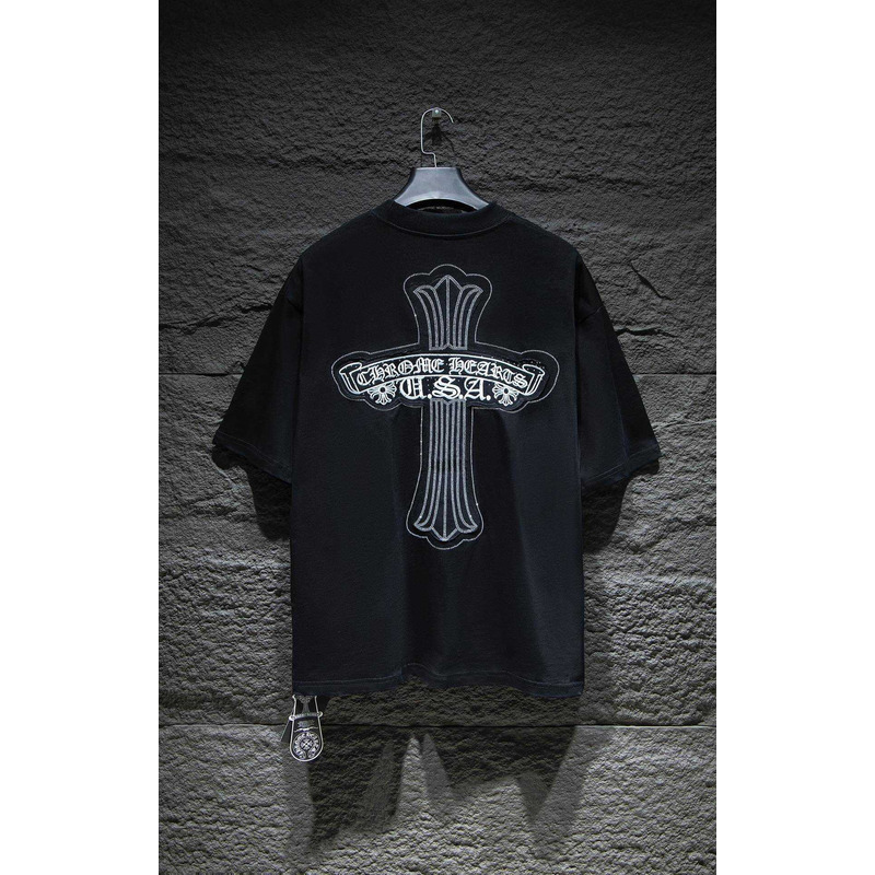 Ch*0me heart logo embroidered t-shirt black