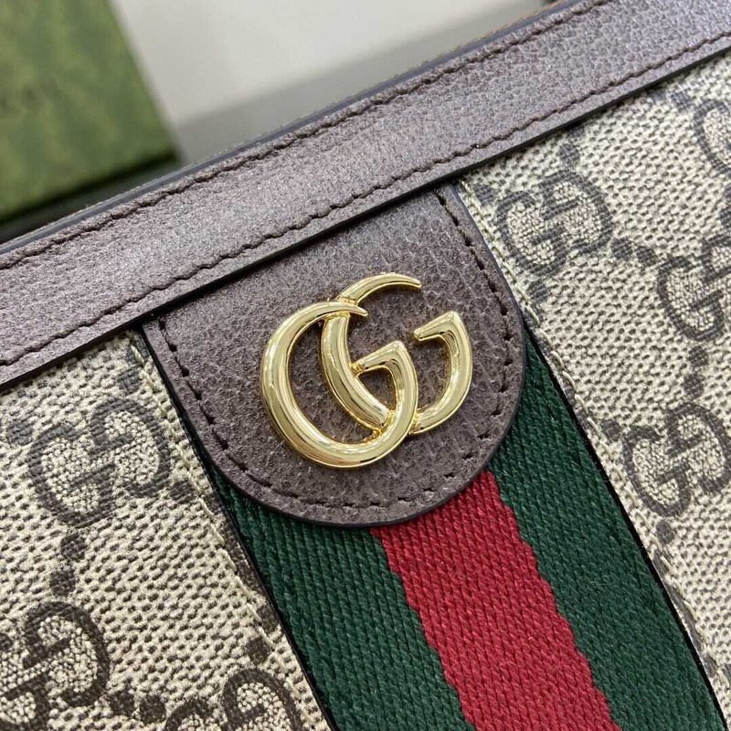 G*u*i ophidia gg canvas & leather zip around wallet brown