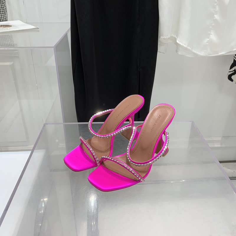 Amina Muaddi Gilda Slipper Lotus Pink and Pink Crystals