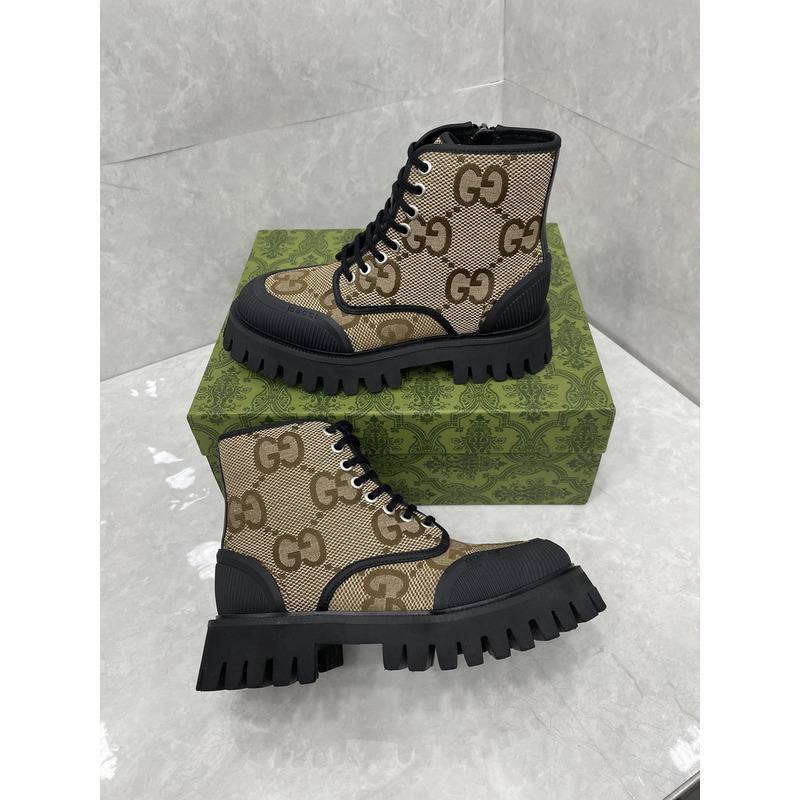 G*u*i gg lace-up combat boots brown