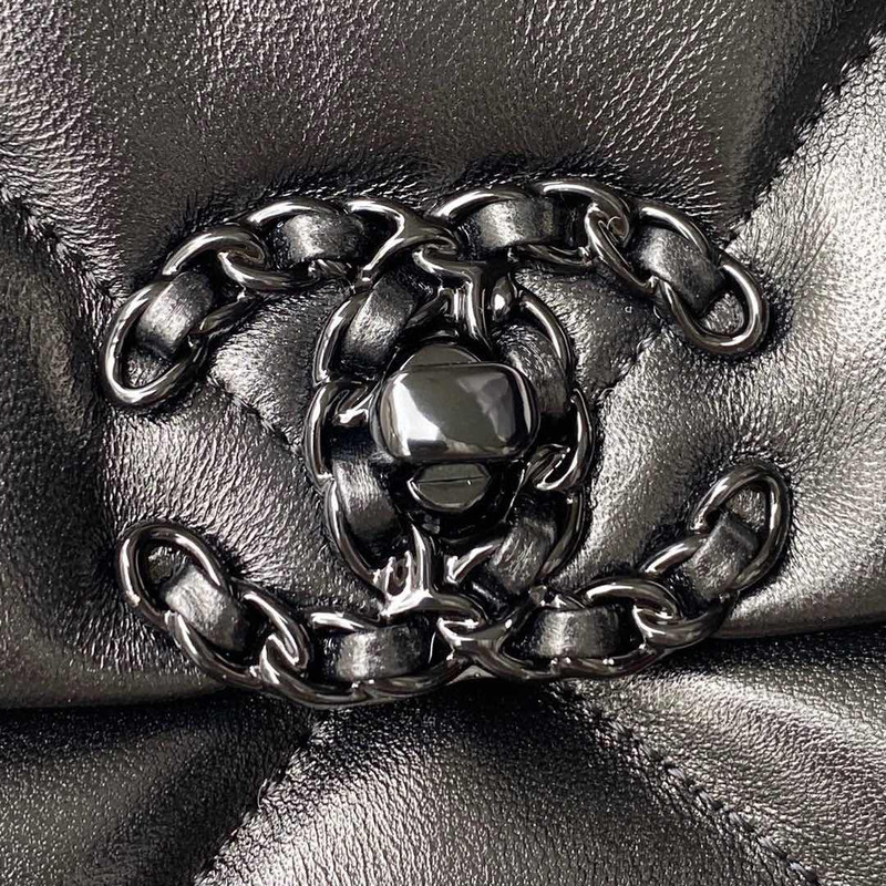 Ch*el 19 bag lambskin quilted so black large