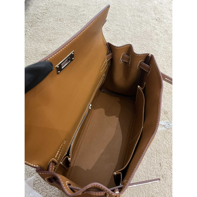 H**mes kelly 28 retourne toile de camp dechainee veau barenia brown