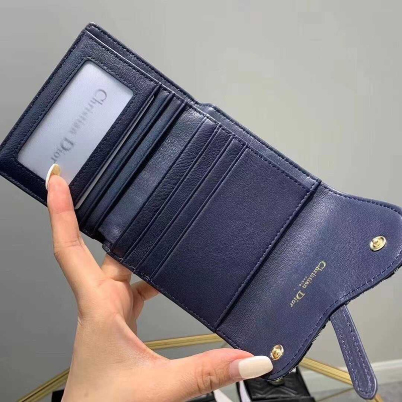 D*or oblique nano saddle chain pouch blue