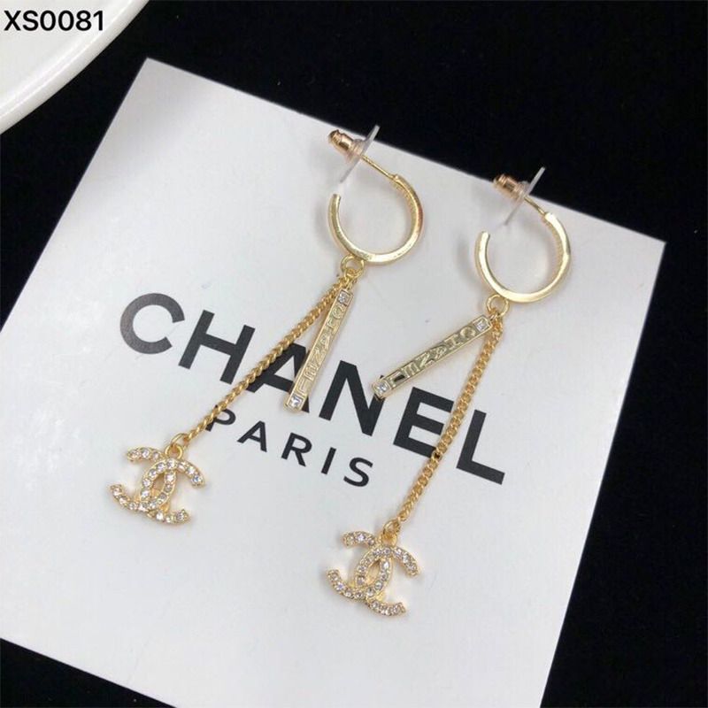 Ch*el embellished crystal metal earrings