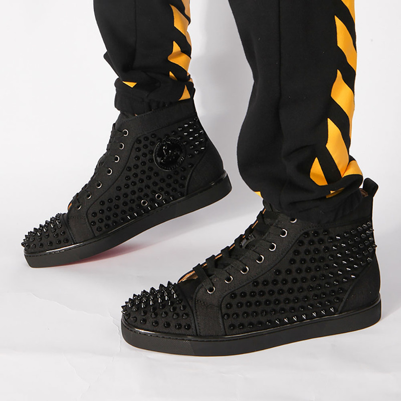 made-to-order!!! Ch**an louboutin limited version black l**is spikes orlato men