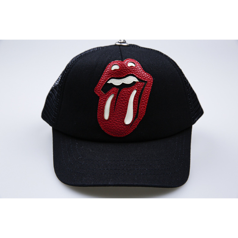 Ch*0me heart red leather lips and tongue black mesh cap