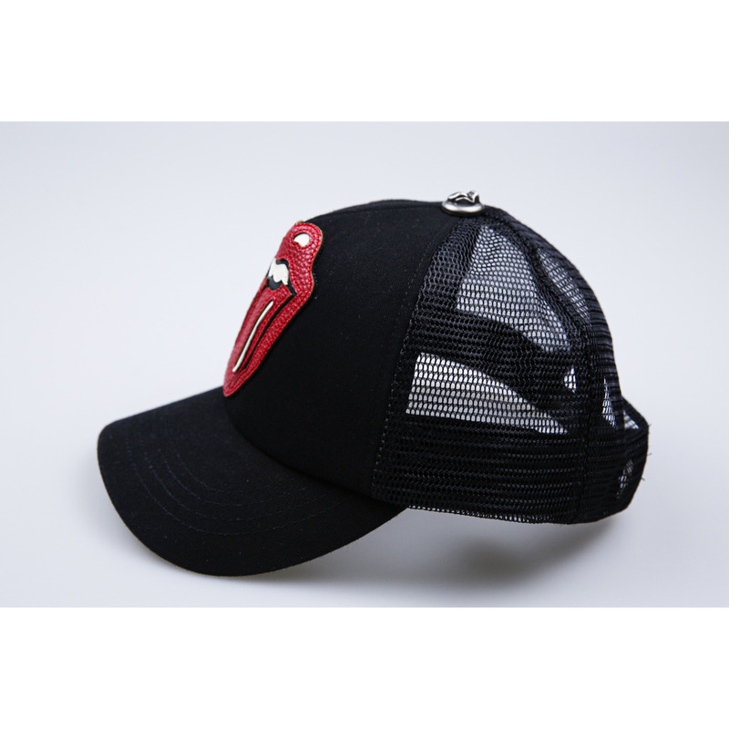 Ch*0me heart red leather lips and tongue black mesh cap