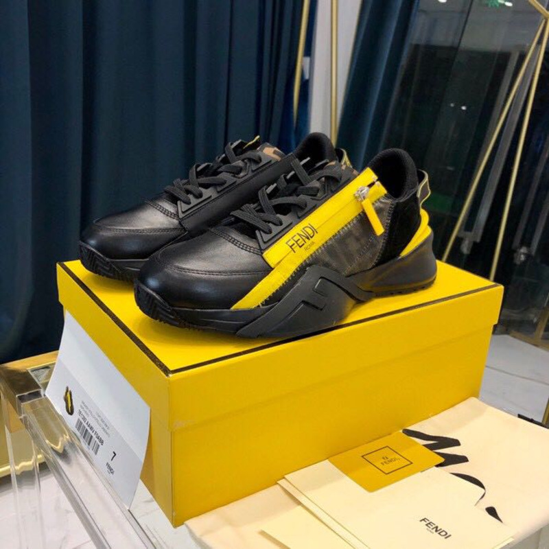 F**di black & yellow suede
