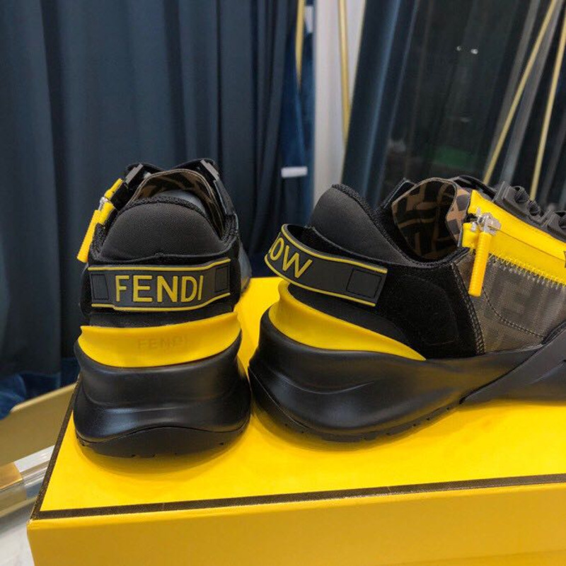 F**di black & yellow suede