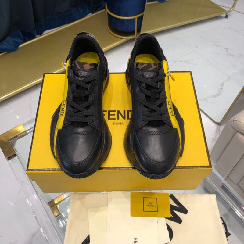 F**di black & yellow suede