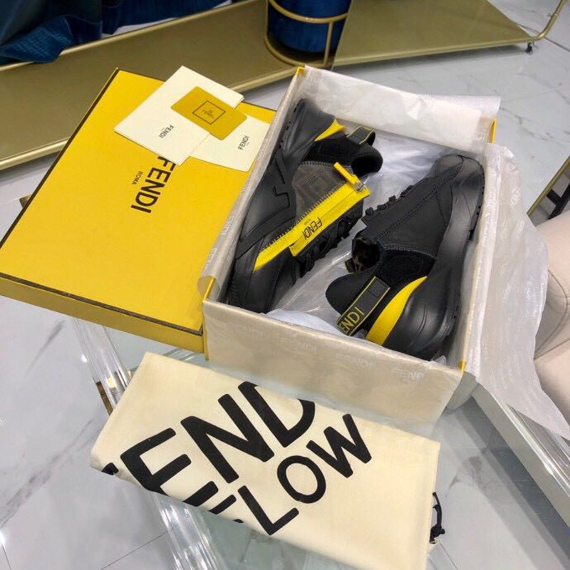 F**di black & yellow suede