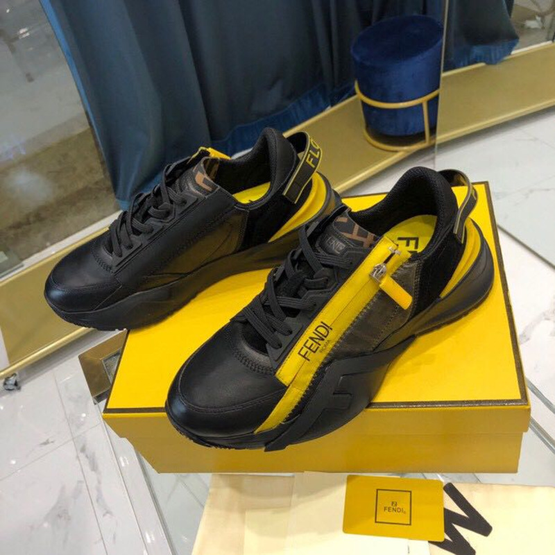 F**di black & yellow suede
