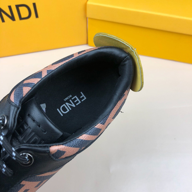 F**di logo monogram leather & suede training sneakers