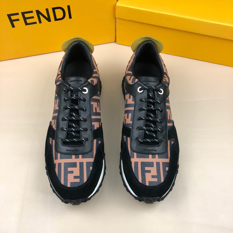 F**di logo monogram leather & suede training sneakers
