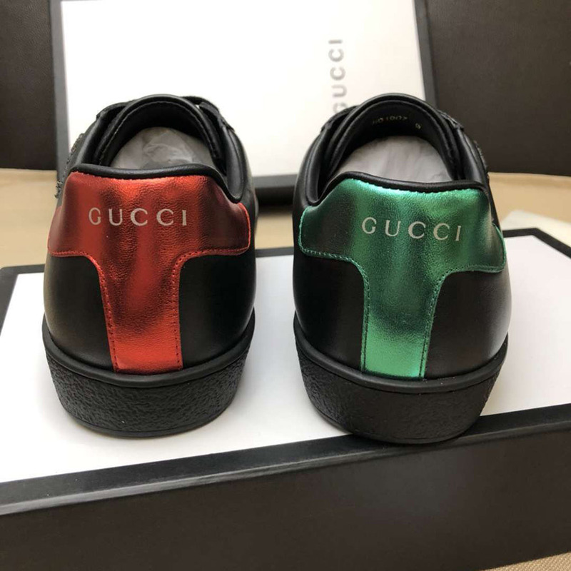 G*u*i black ace embroidered low top sneakers
