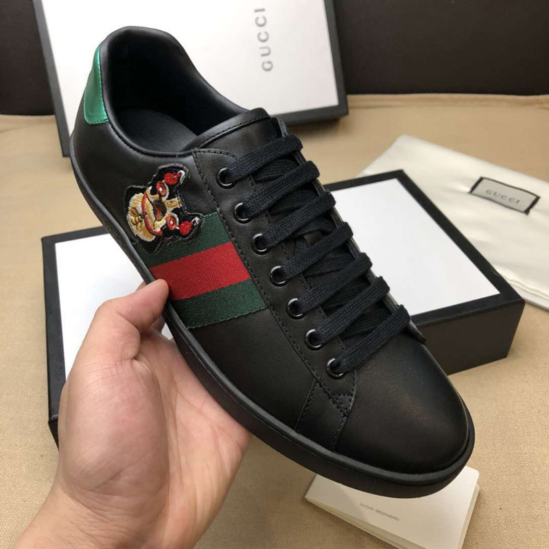 G*u*i black ace embroidered low top sneakers
