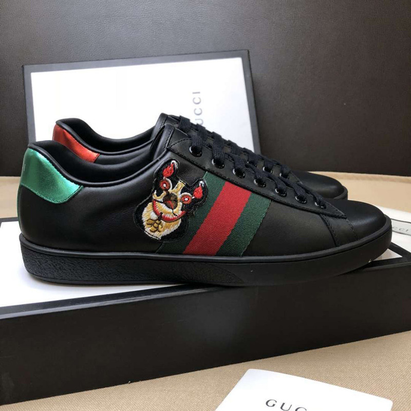 G*u*i black ace embroidered low top sneakers