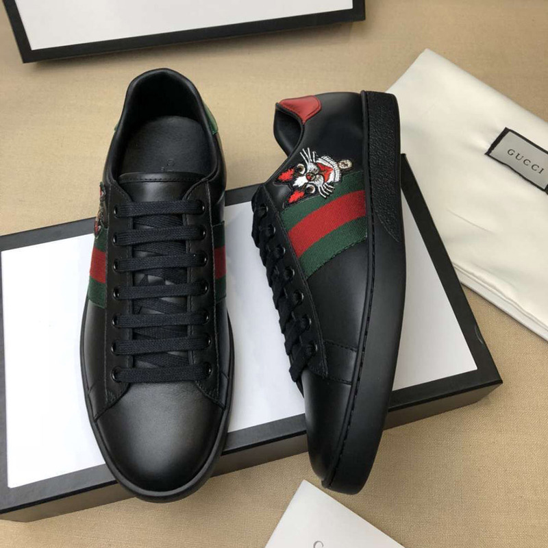 G*u*i black ace embroidered low top sneakers