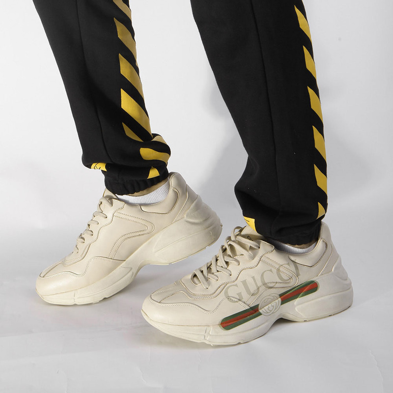 G*u*i rhyton logo ivory leather sneaker