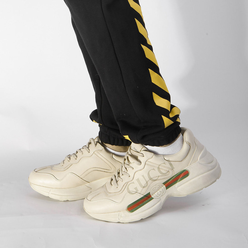 G*u*i rhyton logo ivory leather sneaker
