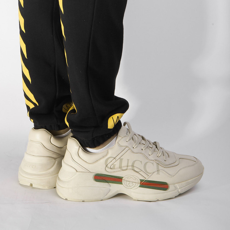 G*u*i rhyton logo ivory leather sneaker