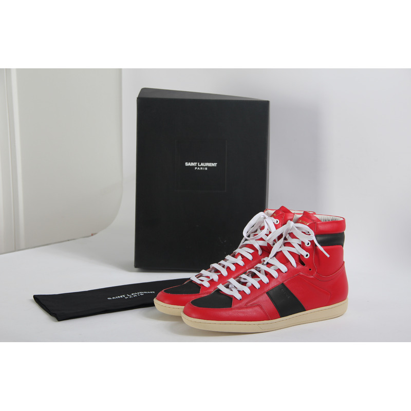 Limited Version Red Leather High-Top Sneakers?With White Inner