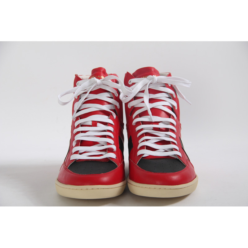 Limited Version Red Leather High-Top Sneakers?With White Inner