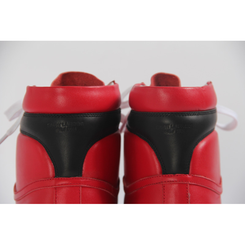 Limited Version Red Leather High-Top Sneakers?With White Inner