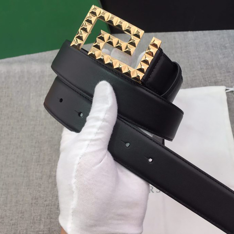 Versace Leather Belt with Square G Buckle