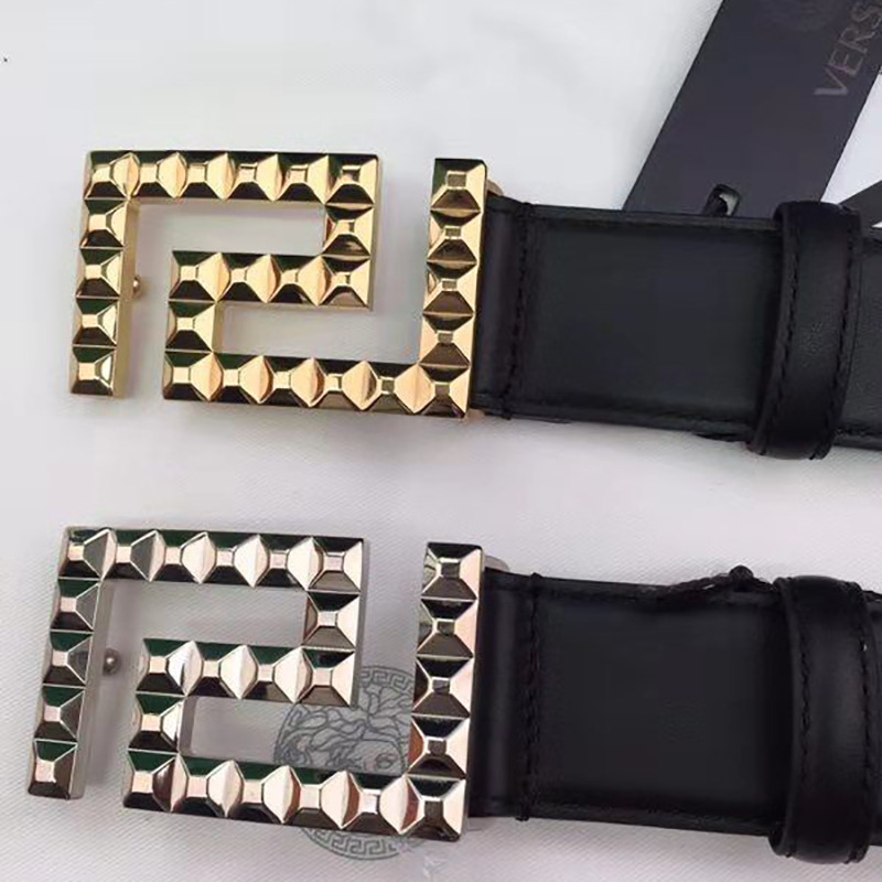 Versace Leather Belt with Square G Buckle