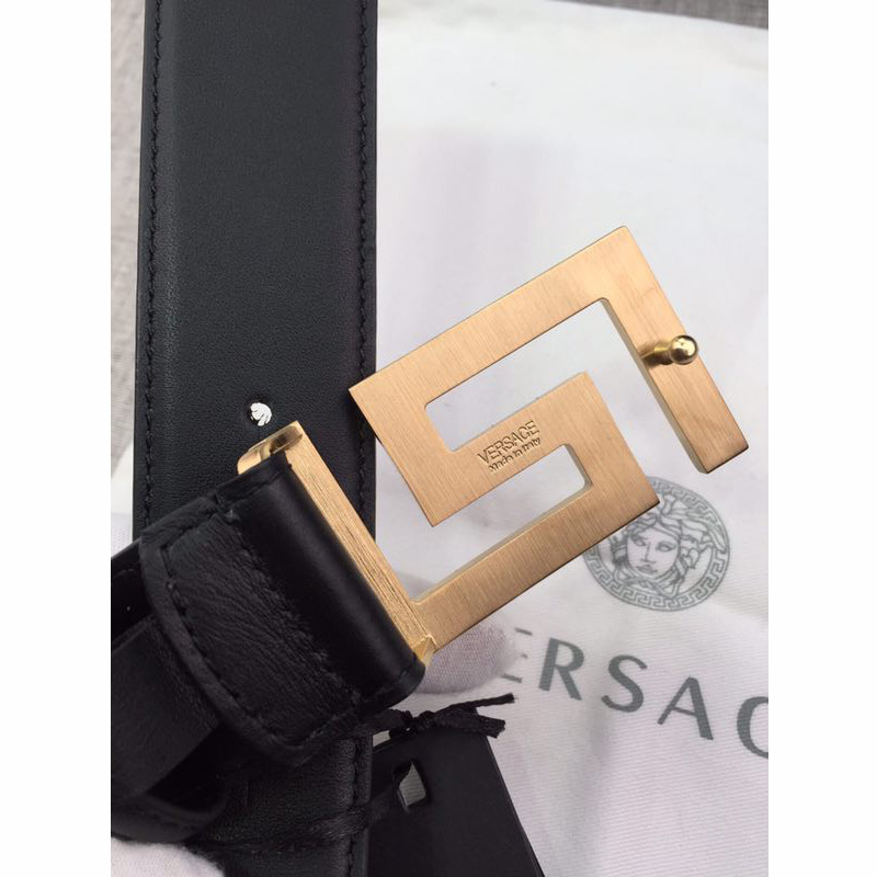 Versace Leather Belt with Square G Buckle
