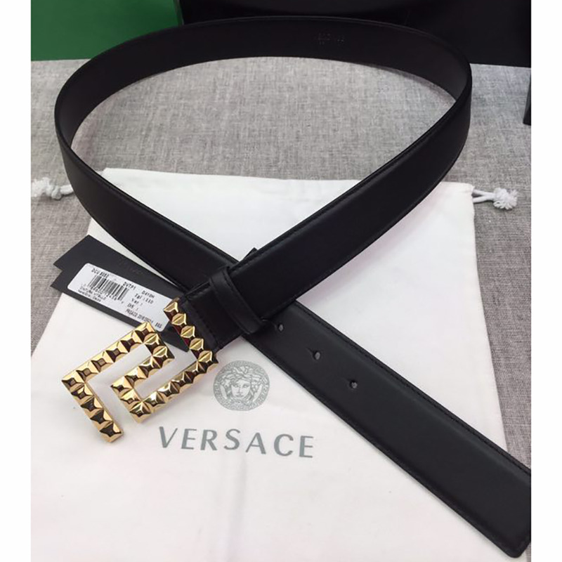 Versace Leather Belt with Square G Buckle