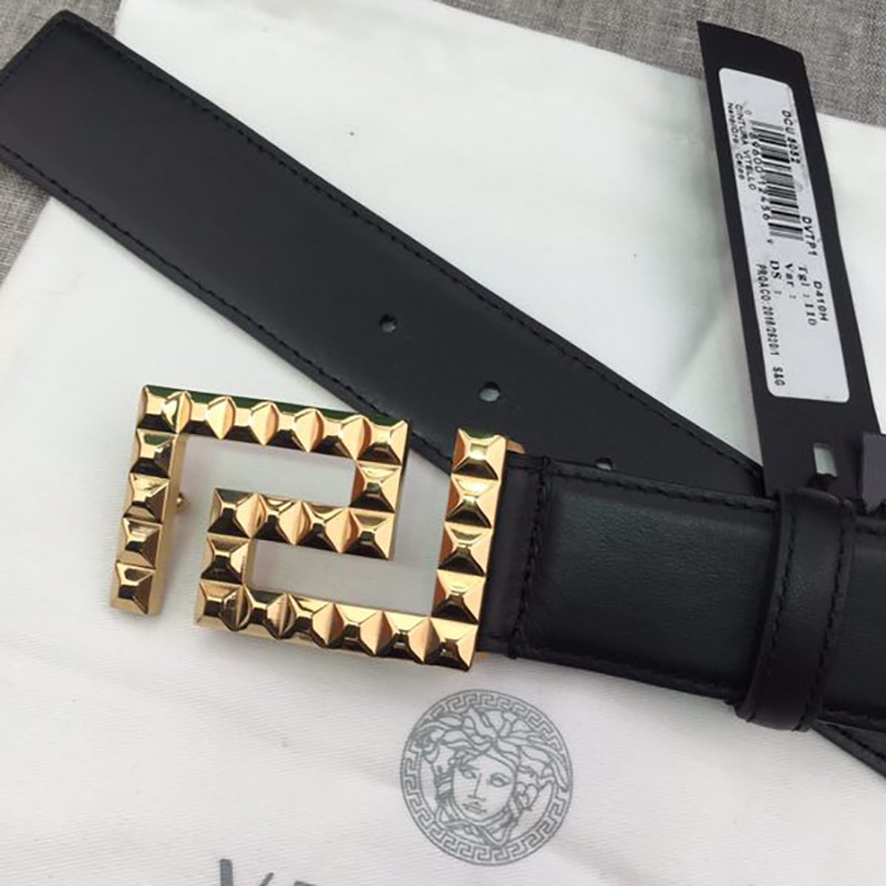 Versace Leather Belt with Square G Buckle