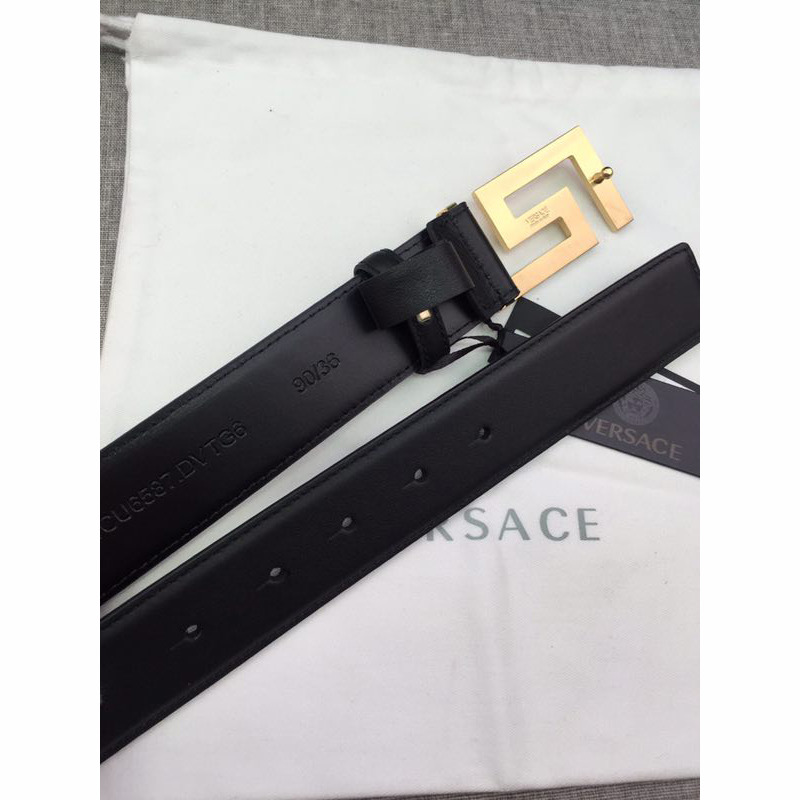Versace Leather Belt with Square G Buckle